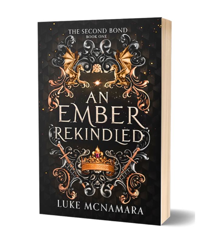 3D mockup of the signed An Ember Rekindled paperback